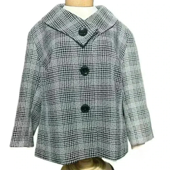 John Meyer Jackets & Blazers - John Meyer Womens Plus Size 24 Black Plaid Jacket Casual Preppy Classic